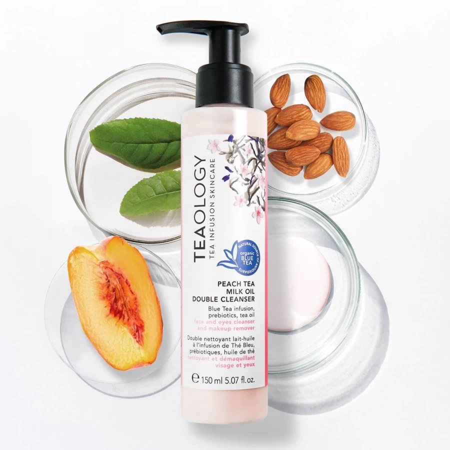 "TEAOLOGY Pink Blue Tea Infusion Face & Eye Cleansing Milk-Oil"