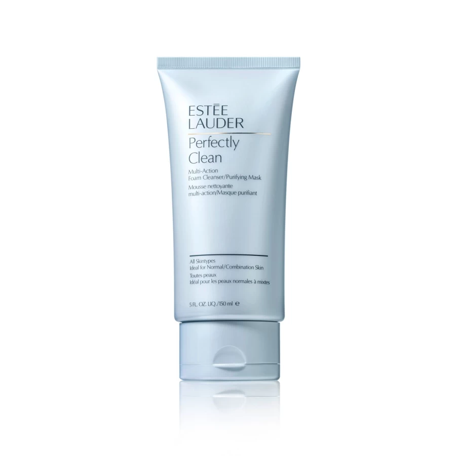 ESTÉE LAUDER Perfectly Clean Multi-Action Foam Cleanser & Purifying Mask 150ml - Light Blue, Deep Pore Facial Wash & Detoxifying Mask for Fresh Skin