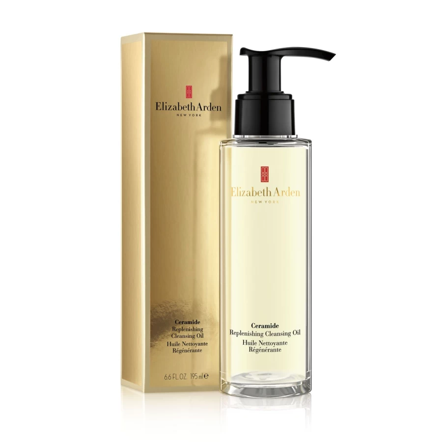 Elizabeth Arden Ceramide Replenishing Cleansing Oil 200ml - Golden Yellow Facial Cleanser for Hydration & Nourishment
