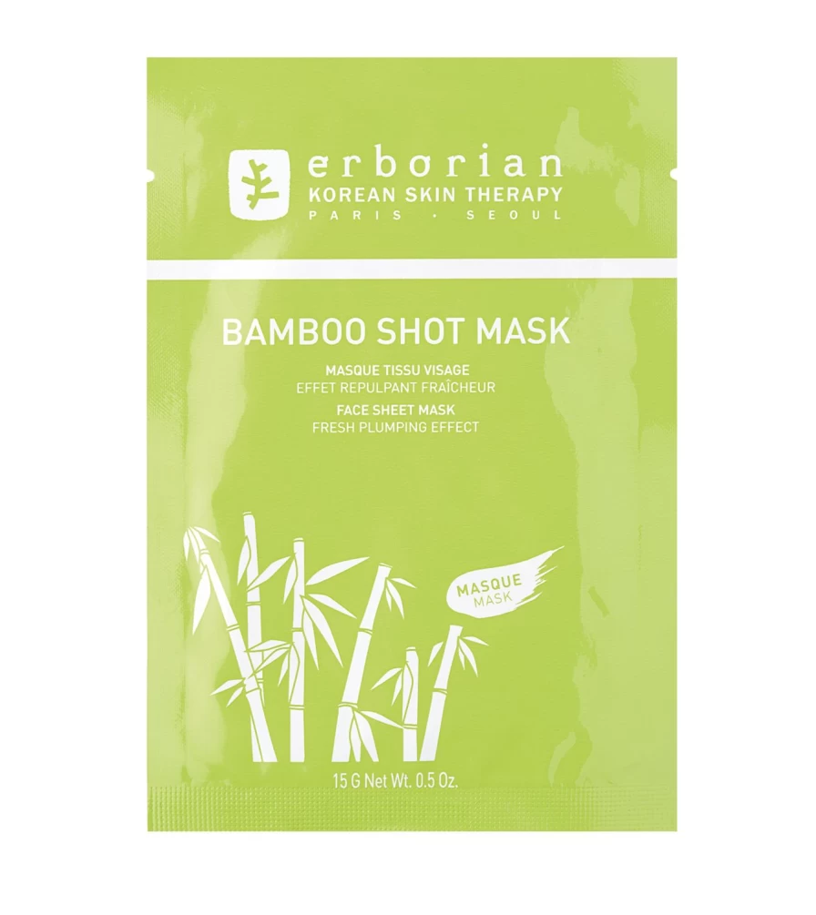 ERBORIAN Bamboo Shot Mask - Hydrating Light Green Tissue Face Mask for Deep Moisturizing