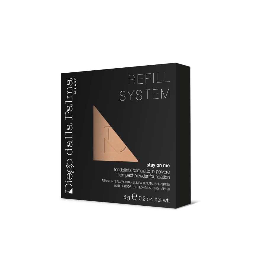 DIEGO DALLA PALMA Stay On Me Compact Powder Foundation - 24H Long Lasting, Water Resistant, SPF 20, Shade Camel - Face Refill System