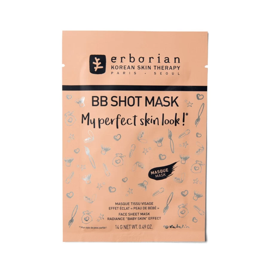 ERBORIAN Pink Bb Shot Mask - Baby Skin Effect Fabric Face Mask for Radiant Glow