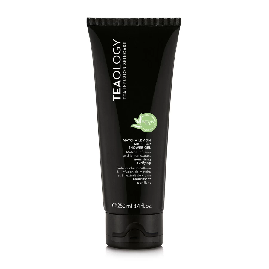 TEAOLOGY Matcha Lemon Micellar Shower Gel 250ml - Refreshing Green Tea Cleansing Shower Gel for Detox & Hydration