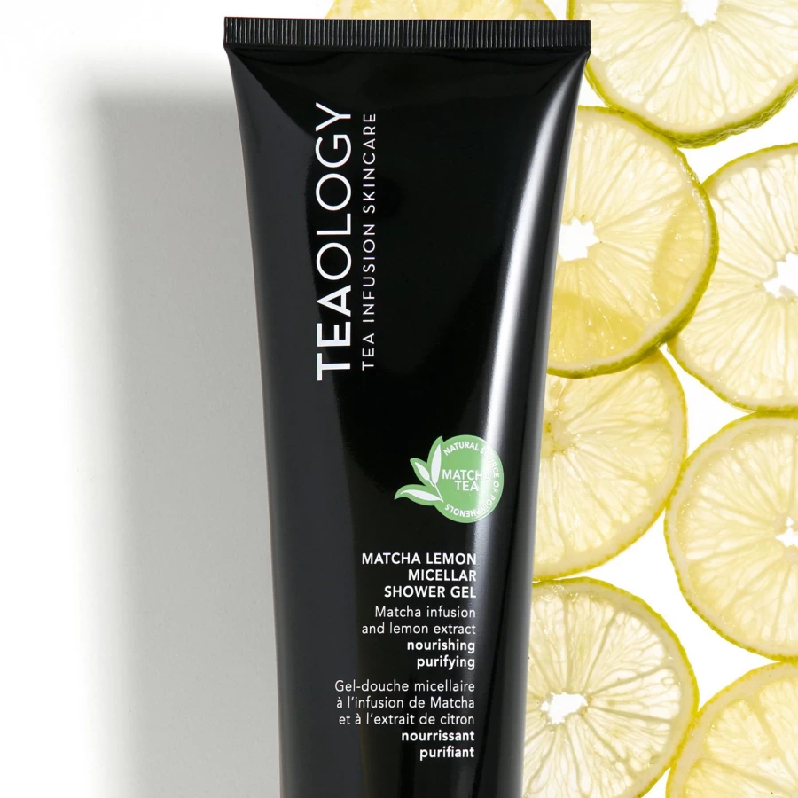 TEAOLOGY Matcha Lemon Micellar Shower Gel 250ml - Refreshing Green Tea Cleansing Shower Gel for Detox & Hydration