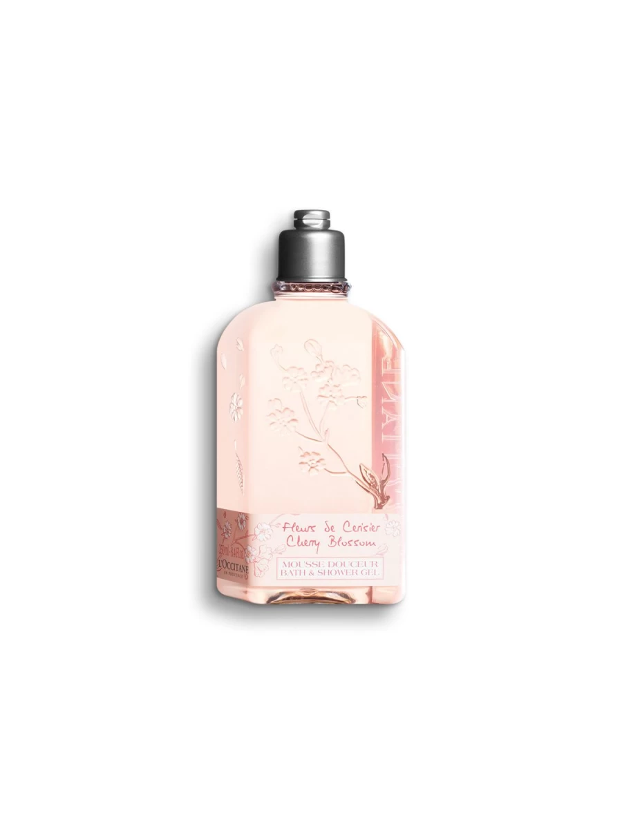 L'OCCITANE Cherry Blossom Transparent Bath & Shower Gel 250ml for Refreshing Floral Fragrance