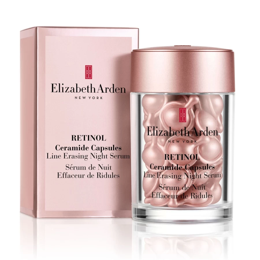 Elizabeth Arden Retinol + Ceramide Pink Capsules Night Serum for Wrinkles - 30 Count Line Smoothing Treatment