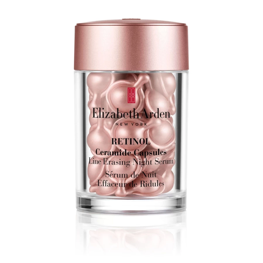 Elizabeth Arden Retinol + Ceramide Pink Capsules Night Serum for Wrinkles - 30 Count Line Smoothing Treatment