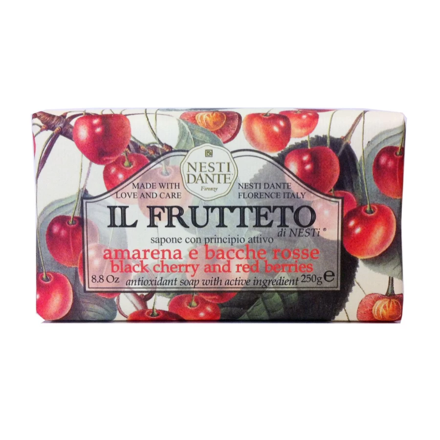 NESTI DANTE Il Frutteto Black Cherry and Berries Ena E Bacche Rosse - Red Scented Soap