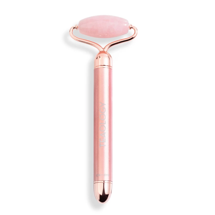 TEAOLOGY White Rose Quartz Vibrating Face Roller for Skincare & Massage