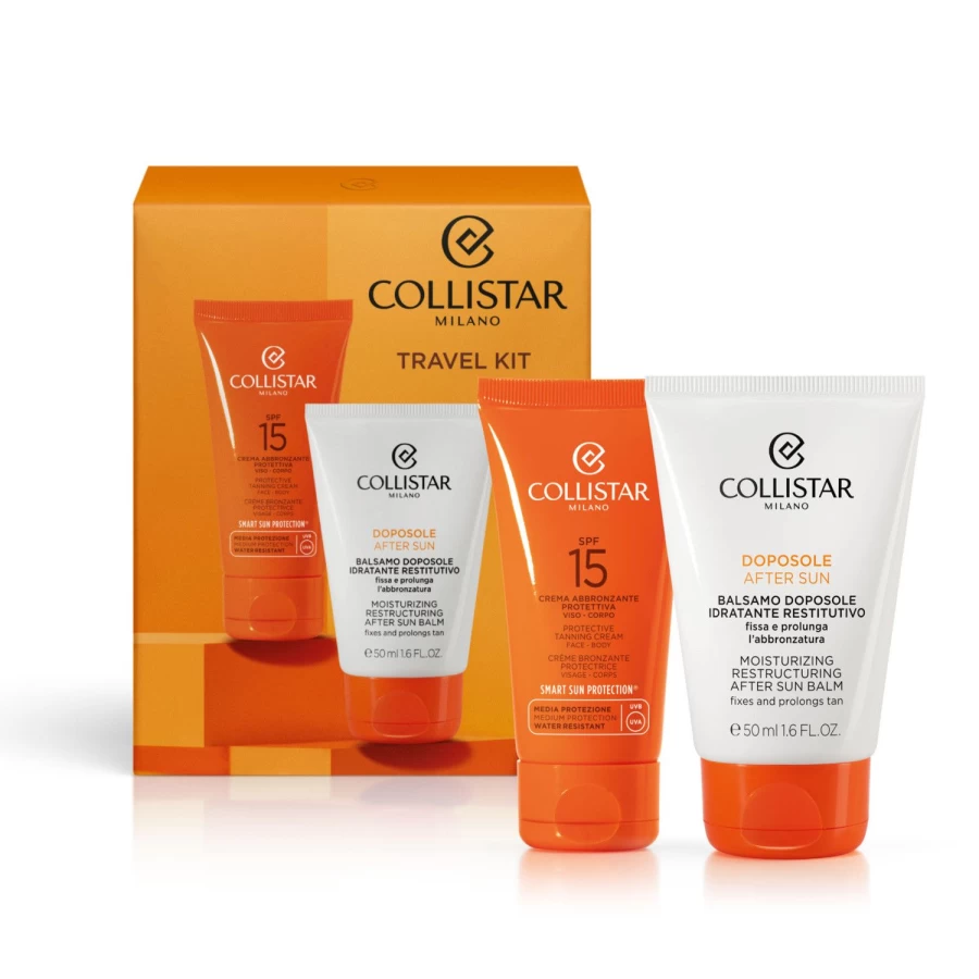 COLLISTAR Travel Kit: Tanning Cream SPF 15 & After-Sun Balm for Healthy Glow