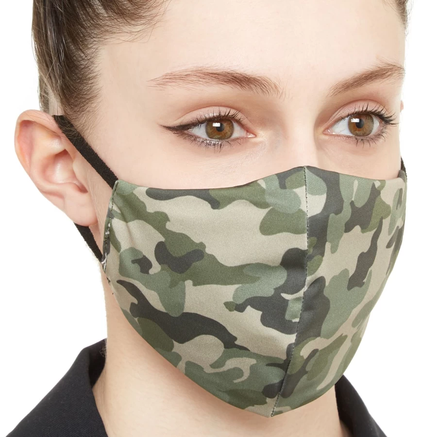 COINCASADESIGN Washable Dark Green Camouflage Fabric Mask - Reusable & Breathable