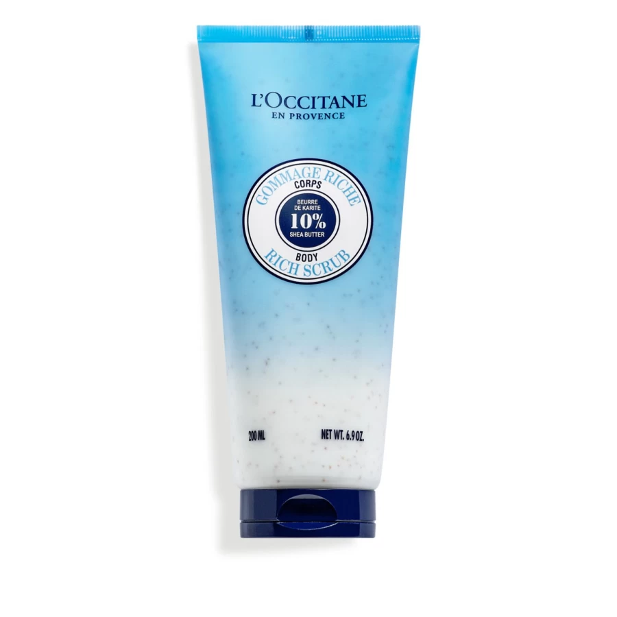 L'OCCITANE Shea Body Scrub - Light Blue Exfoliating Cream for Smooth Skin