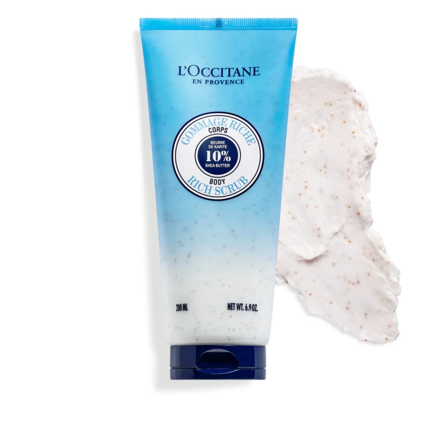 L'OCCITANE Shea Body Scrub - Light Blue Exfoliating Cream for Smooth Skin