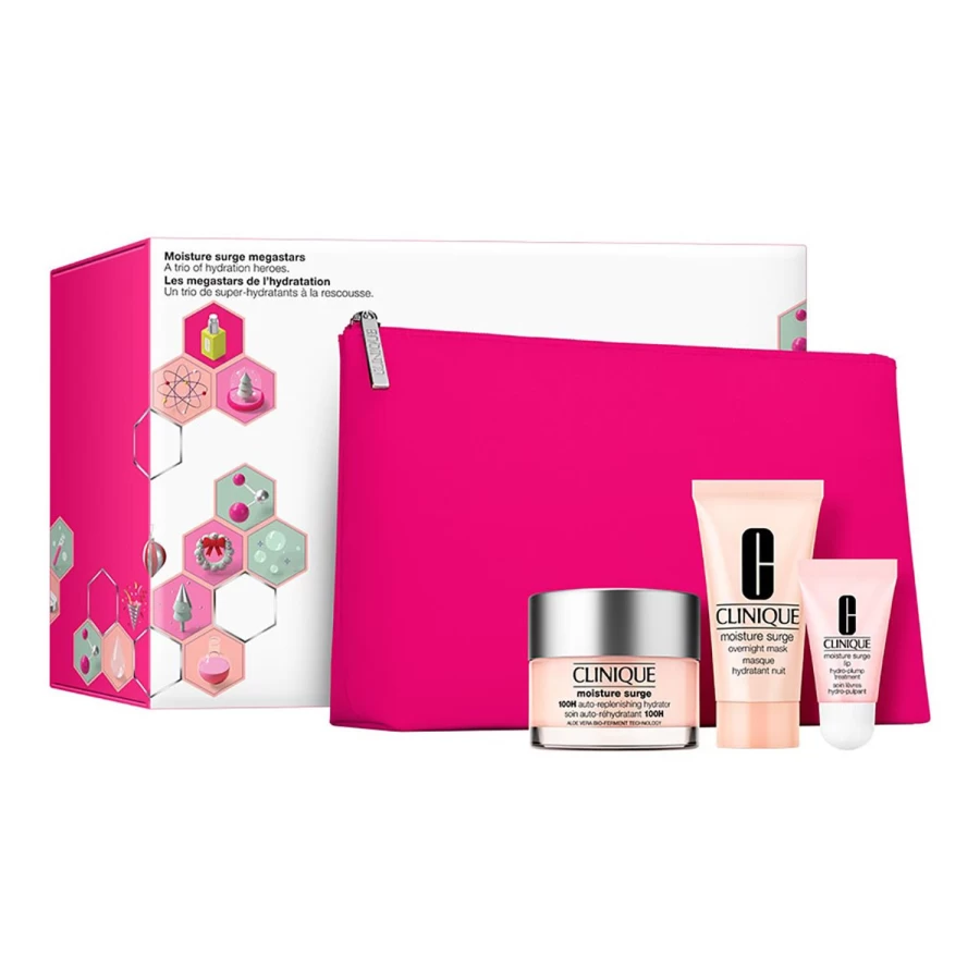 CLINIQUE Moisture Surge 50ml Hydrating Skincare Set - Pink Fuchsia Gift Coffret