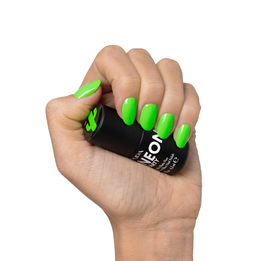PUPA MILANO Enamel Fluo Effect Nail Polish - 300 Chiringuito Vibrant Green Long-Lasting Shine