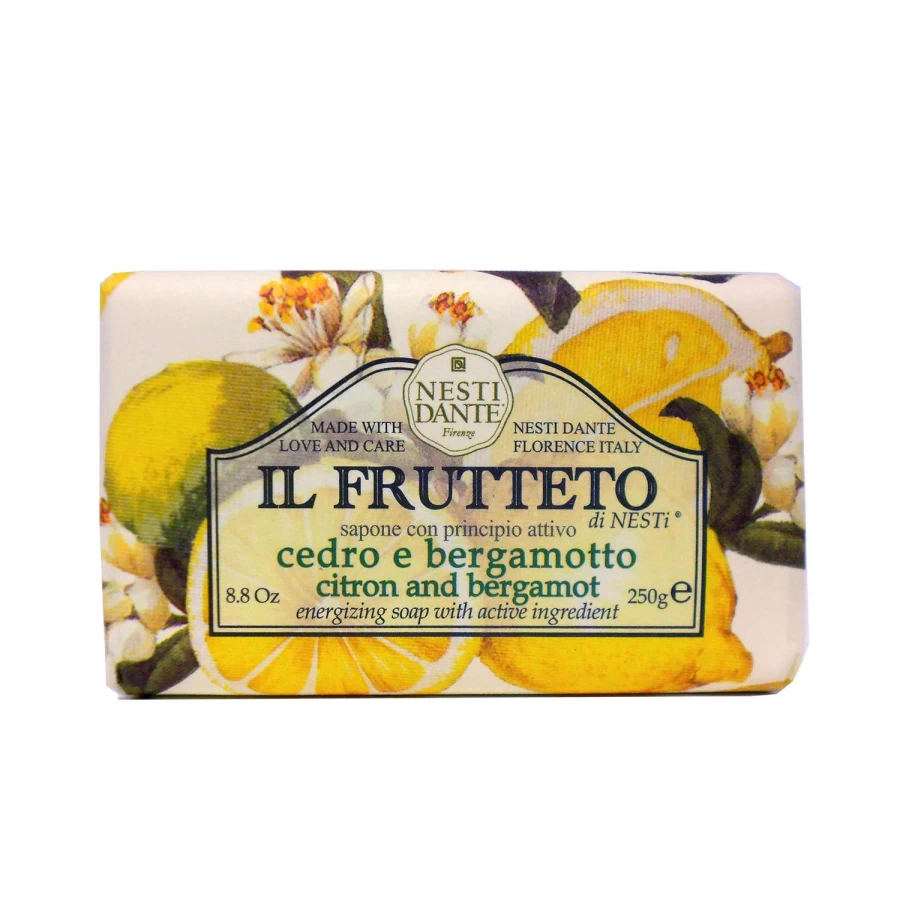 NESTI DANTE Il Frutteto Cedar Bergamot Scented Soap - Yellow Bar for Refreshing Aroma