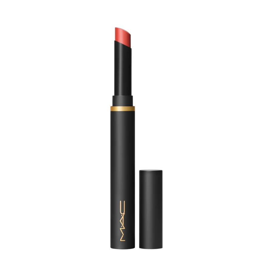 MAC COSMETICS Powder Kiss Velvet Blur Slim Stick - Powder Pink, Velvety Matte Lipstick with Blurring Effect, Long-Lasting Comfortable Wear