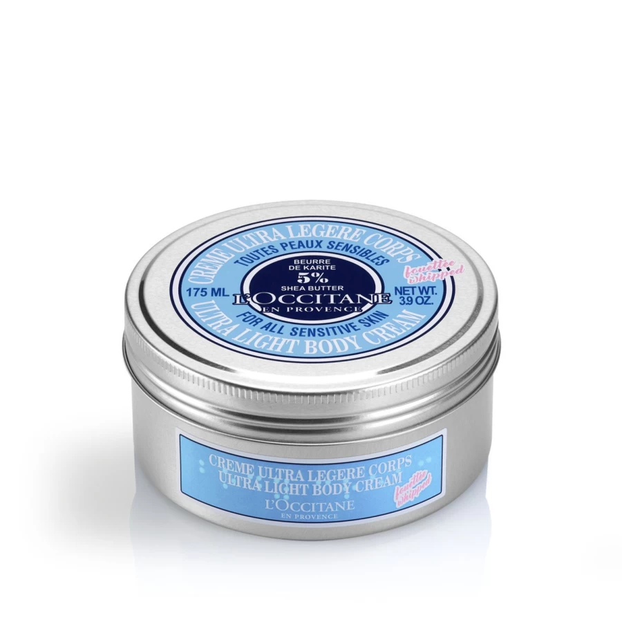 L'OCCITANE Ultra Light Shea Body Cream - Hydrating Blue Formula for Smooth Skin