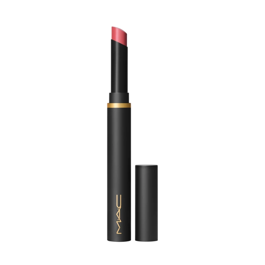 MAC COSMETICS Powder Kiss Velvet Blur Slim Stick in Light Red - Velvet Matte Lipstick for a Soft Blurred Finish