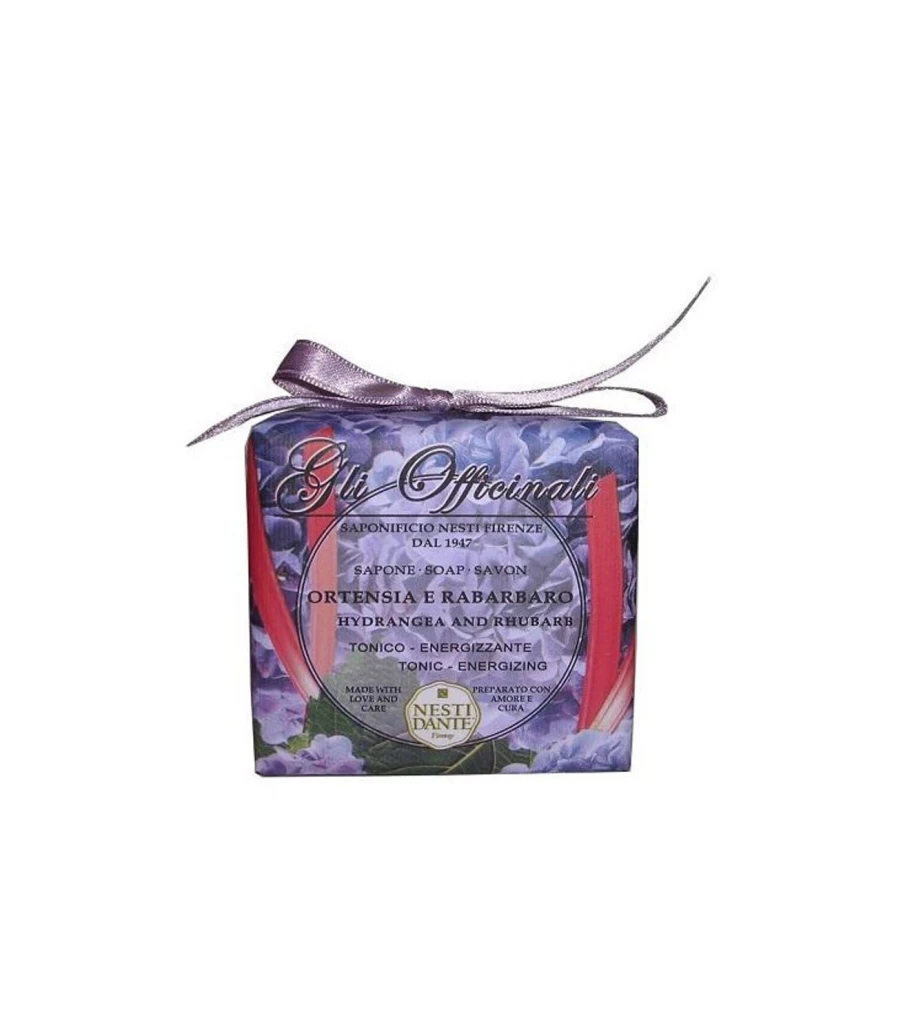 NESTI DANTE Officinale Hydrangea & Rhubarb Scented Soap - Purple Botanical Aromatherapy Bar
