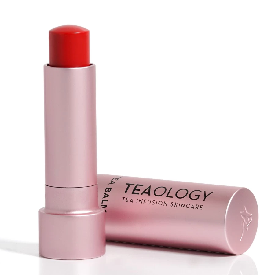 TEAOLOGY Tinted Lip Balm - Cherry Tea Red Lip Treatment for Hydration & Shine