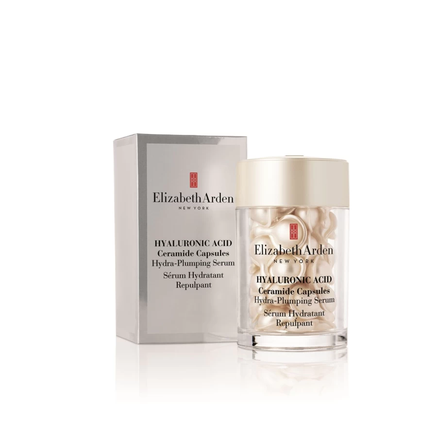 Elizabeth Arden Hyaluronic Acid Ceramide Serum Capsules, 30 Count - Hydrating Plumping Facial Treatment, Silver Grey