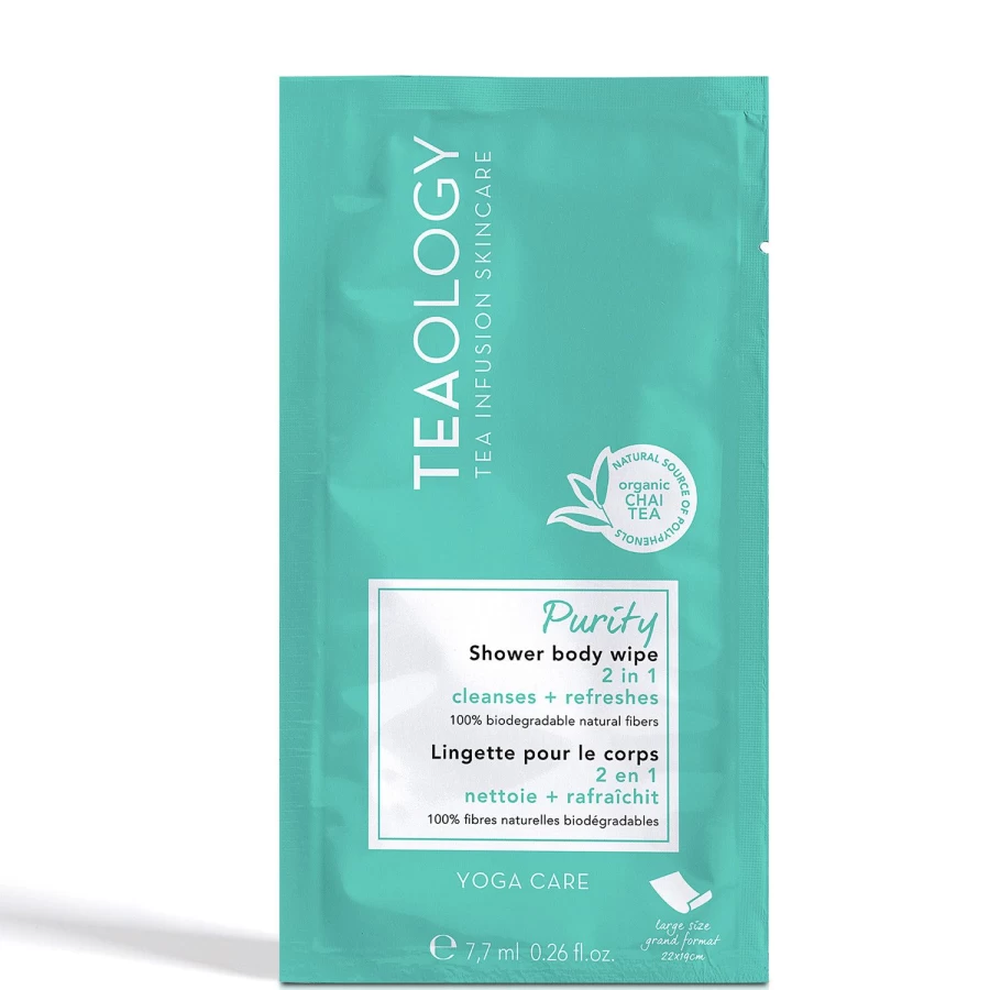 TEAOLOGY Purity Shower Body Wipes Multipack - 10 Pack (7.7mL Each) | Light Blue | Refreshing Cleansing Wipes for On-the-Go