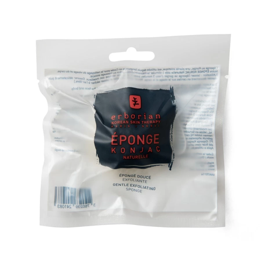 ERBORIAN Natural Konjac Sponge for Face - Pure & Transparent, Gentle Exfoliating Cleansing for Radiant Skin